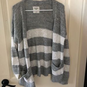 Gray and white cozy cardigan